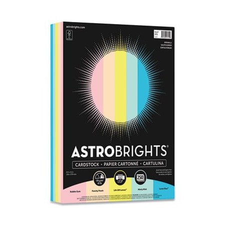 Astrobrite COLOR CARDSTOCK, 65 LB, 8.5 X 11, ASSORTED COLORS, 250PK 91715